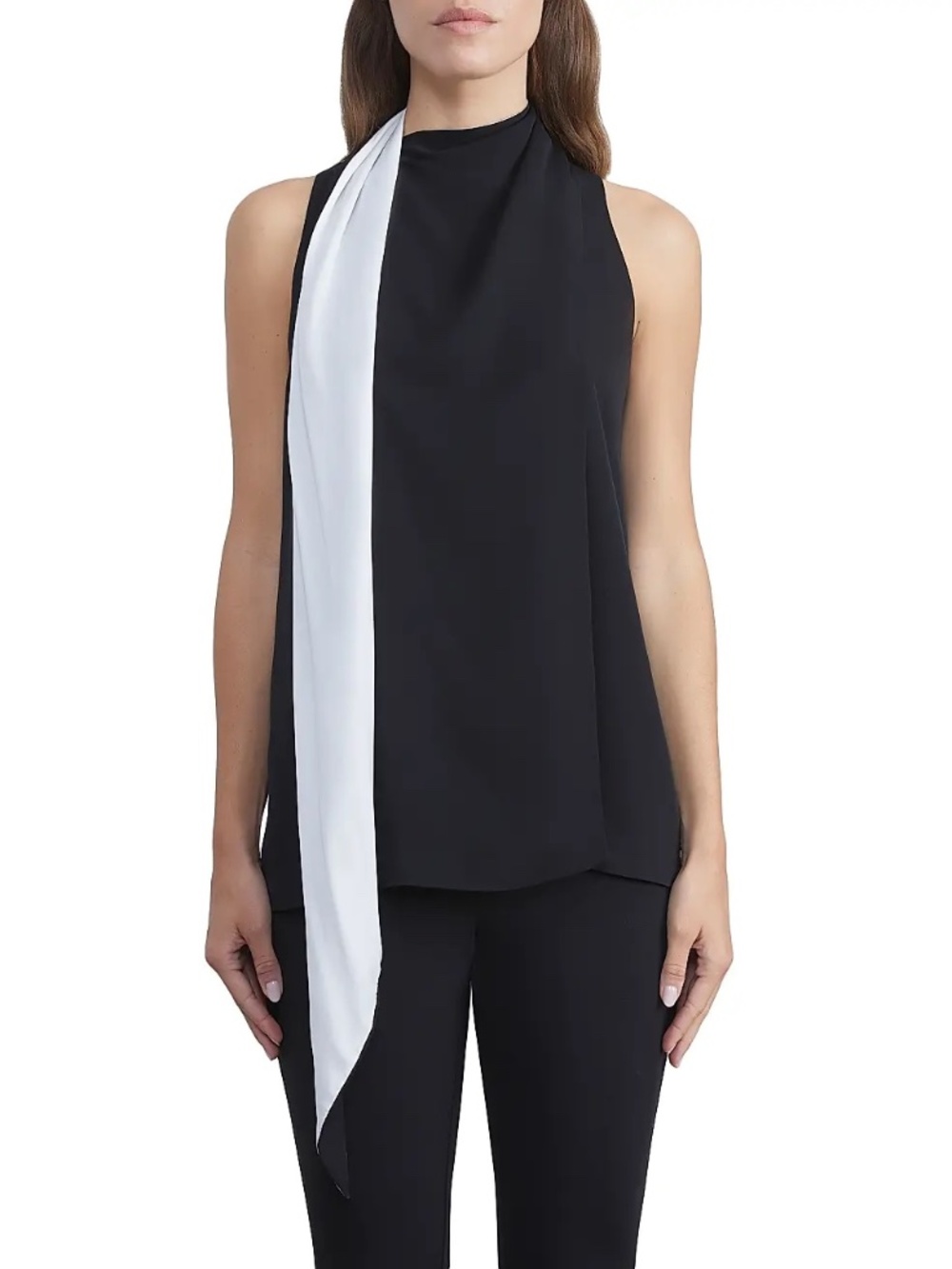 Lafayette 148 New York Silk Scarf Neck Blouse Black Size Small - Picture 1 of 5